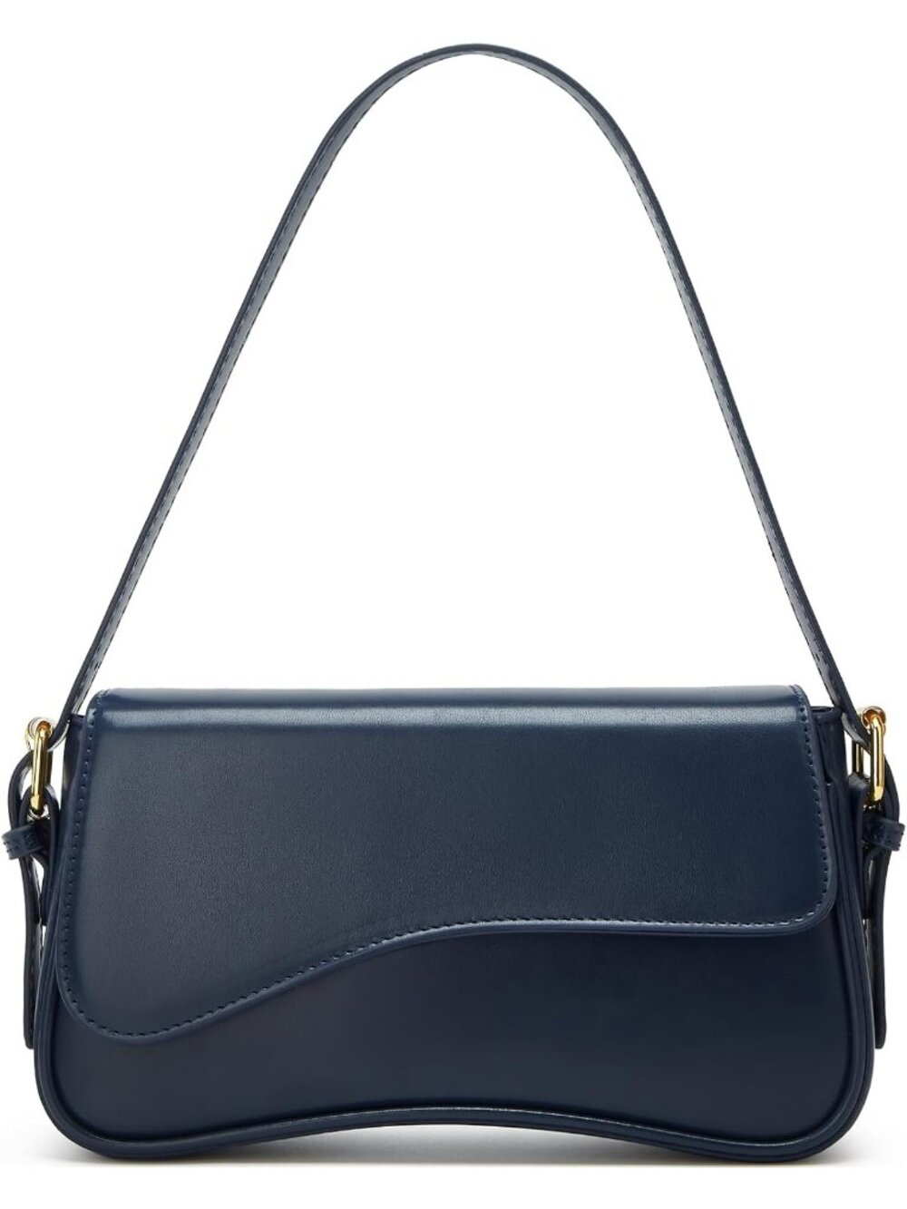 👜Women's Dark Blue PU Leather Y2K Shoulder Bag Underarm Crossbody Travel Purse